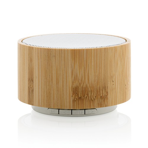 white Altavoz inalámbrico 3W bambú y RCS