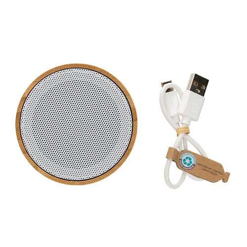 white Altavoz inalámbrico 3W bambú y RCS