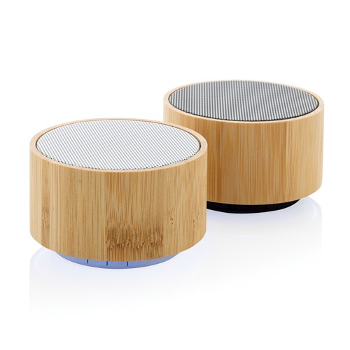 white Altavoz inalámbrico 3W bambú y RCS