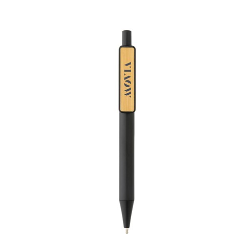 Stylo en ABS recyclé GRS avec clip en bambou - 5