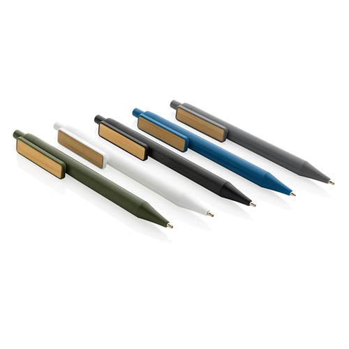Stylo en ABS recyclé GRS avec clip en bambou - 6