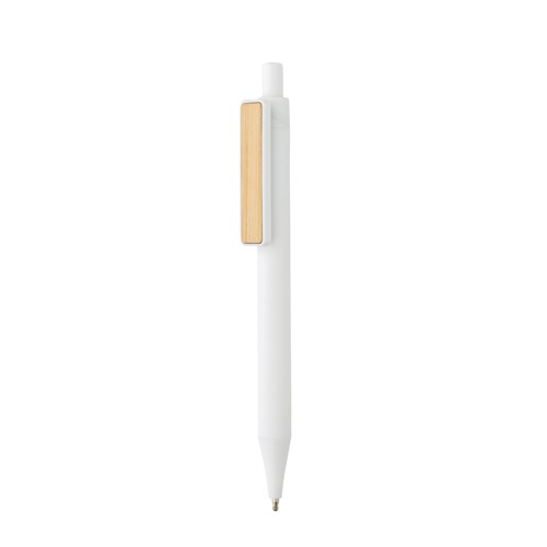 white Bolígrafo GRS RABS con clip de bambú