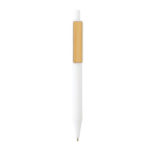 white Bolígrafo GRS RABS con clip de bambú