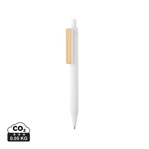 white Bolígrafo GRS RABS con clip de bambú