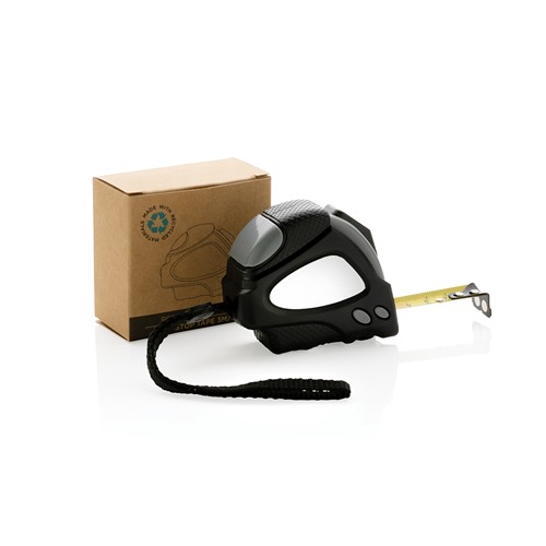 black Flexómetro auto stop RCS plástico reciclado 3m/16mm
