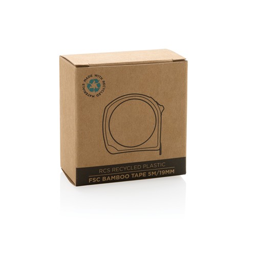 white Flexómetro de bambú de plástico reciclado RCS 5M/19mm
