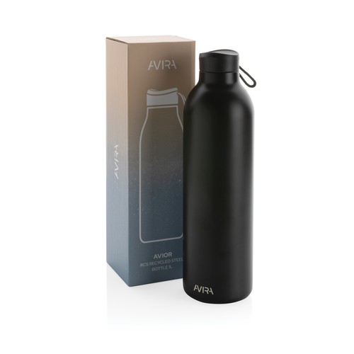 black Botella Avira Avior 1L de acero RCS