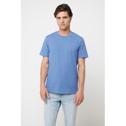 azul chiné Camiseta IQONIQ Manuel algodón reciclado sin teñir