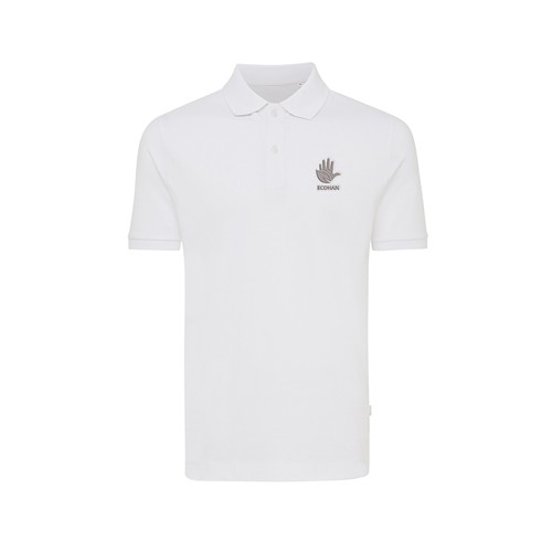 white IQONIQ Yosemite Polo Piqué Unisex Algodón Reciclado