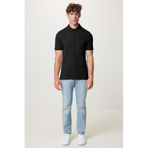 black IQONIQ Yosemite Polo Piqué Unisex Algodón Reciclado