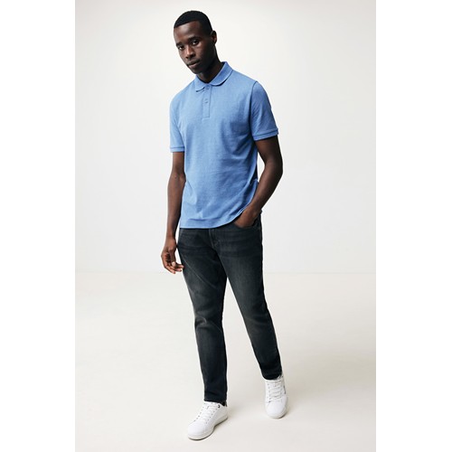 azul chiné IQONIQ Yosemite Polo Pique Unisex Algodón Reciclado