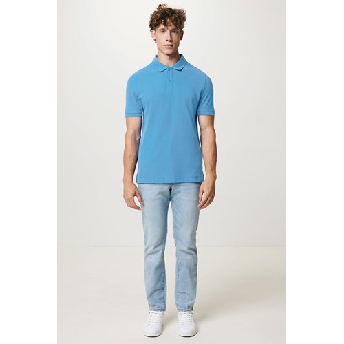 azul claro IQONIQ Yosemite Polo Pique Unisex Algodón Reciclado