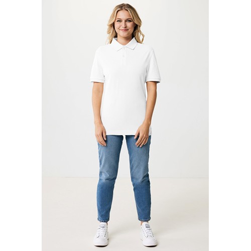 white IQONIQ Yosemite Polo Pique Unisex Algodón Reciclado