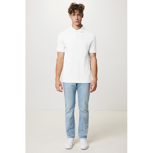 white IQONIQ Yosemite Polo Piqué Unisex Algodón Reciclado