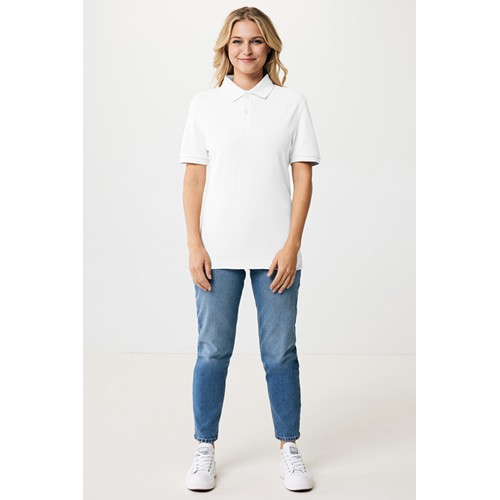 white IQONIQ Yosemite Polo Piqué Unisex Algodón Reciclado