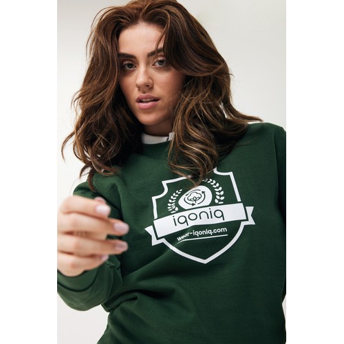 verde bosque Suéter Zion cuello redondo algodón reciclado IQONIQ