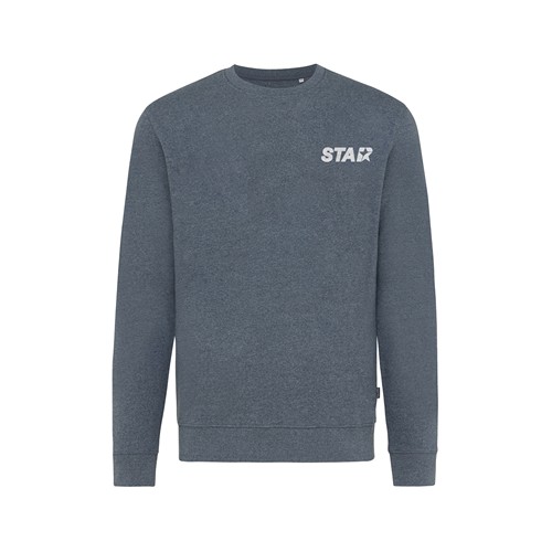 azul marino chiné IQONIQ Denali Sudadera Cuello Redondo Mid Weight Algodón Re