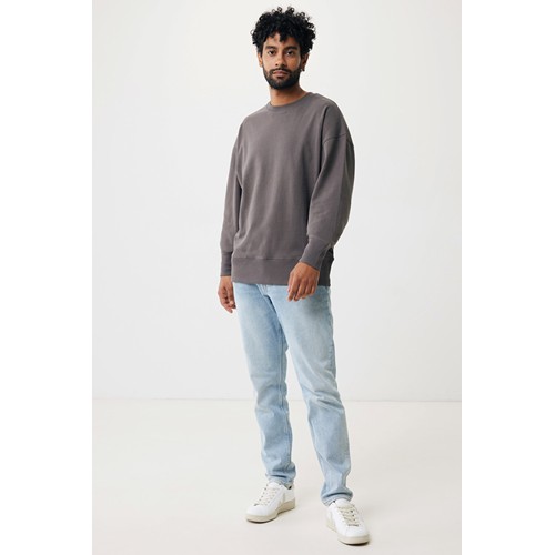 antracita IQONIQ Kruger Sudadera Cuello Redondo Relax Fit Algodón Reci