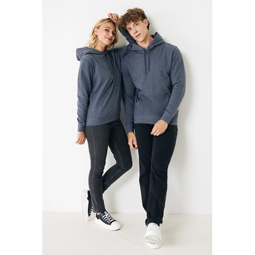 azul marino chiné IQONIQ Torres Sudadera Capucha Mid Weight Algodón Reciclado