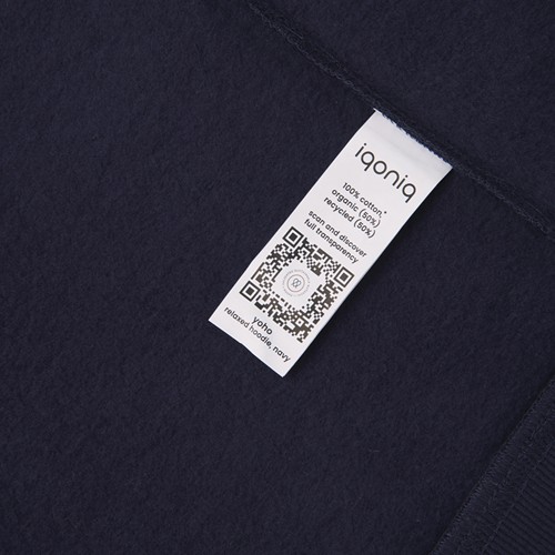 azul marino IQONIQ Yoho Sudadera Capucha Relax Fit Algodón Reciclado