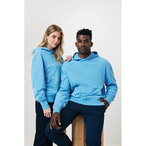 azul claro IQONIQ Yoho Sudadera Capucha Relax Fit Algodón Reciclado