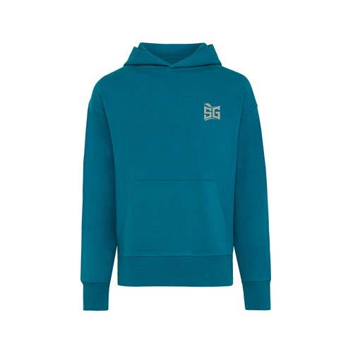 azul azulado profundo IQONIQ Yoho Sudadera Capucha Relax Fit Algodón Reciclado
