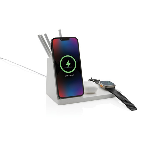Chargeur 15W Ontario 3 en 1 plastique recyclé RCS et bambou - 3