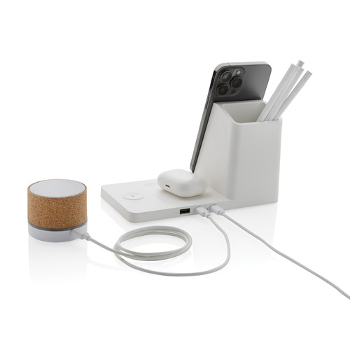 Chargeur 15W Ontario 3 en 1 plastique recyclé RCS et bambou - 4
