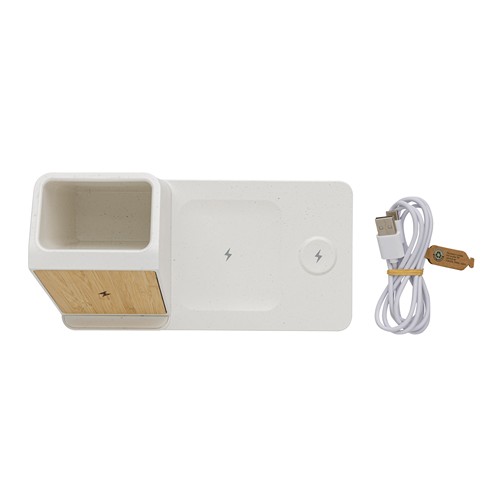 Chargeur 15W Ontario 3 en 1 plastique recyclé RCS et bambou - 7