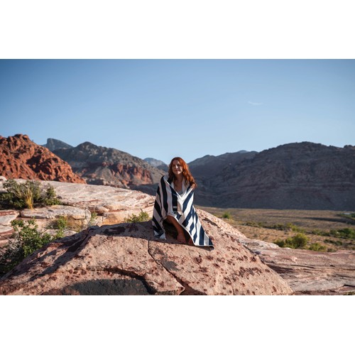 azul marino Toalla de playa Ukiyo Aware™ Yukari XL 100x180cm