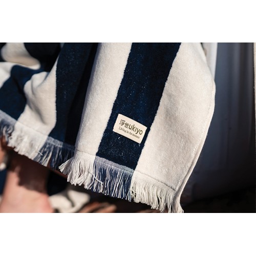 azul marino Toalla de playa Ukiyo Aware™ Yukari XL 100x180cm