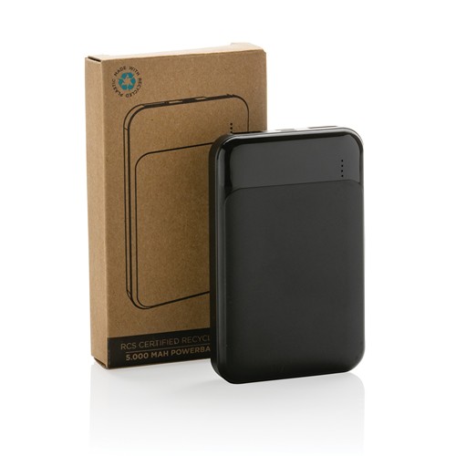 black Powerbank RCS 5.000 mAh de plástico reciclado