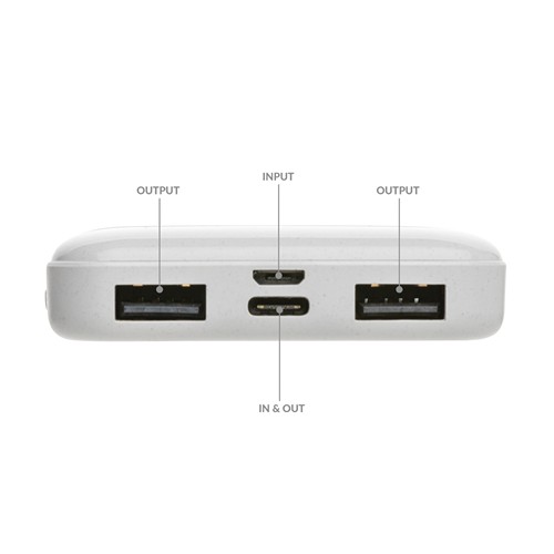 white Powerbank RCS 5.000 mAh de plástico reciclado