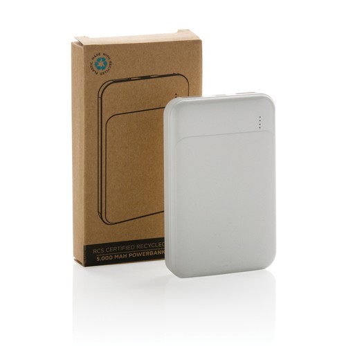 white Powerbank RCS 5.000 mAh de plástico reciclado