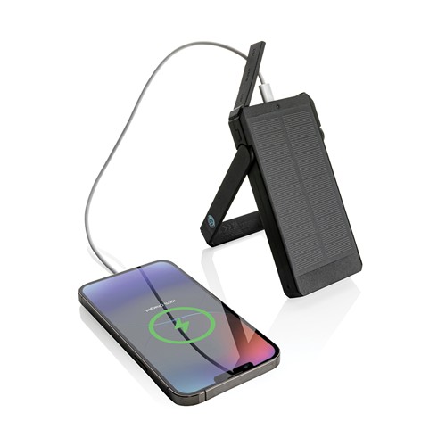 black Cargador solar plástico reciclado Skywave RCS 10.000 mah