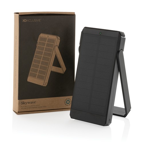 black Cargador solar plástico reciclado Skywave RCS 10.000 mah