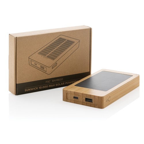 marrón Batería solar de bambú Sunwick 10.000 mah