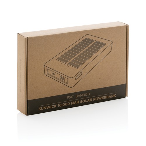 marrón Batería solar de bambú Sunwick 10.000 mah