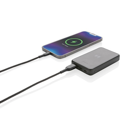 black Powerbank inalámbrico 5W plástico RCS reciclado 5.000 mAh