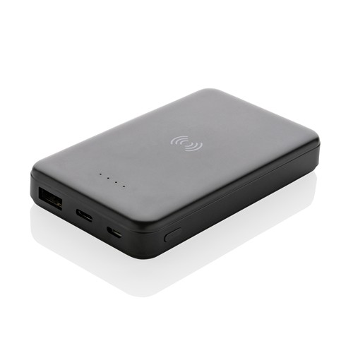 black Powerbank inalámbrico 5W plástico RCS reciclado 5.000 mAh