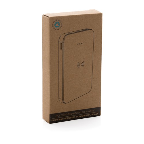 black Powerbank inalámbrico 5W plástico RCS reciclado 5.000 mAh