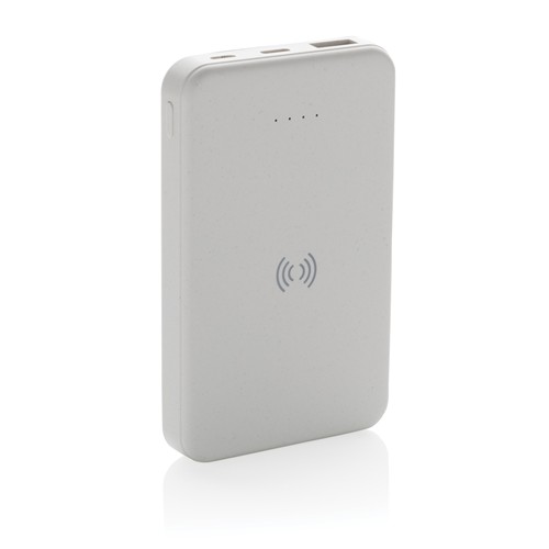 white Powerbank inalámbrico 5W plástico RCS reciclado 5.000 mAh