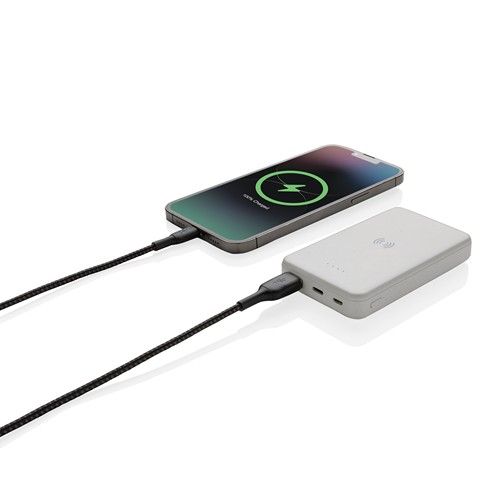 white Powerbank inalámbrico 5W plástico RCS reciclado 5.000 mAh