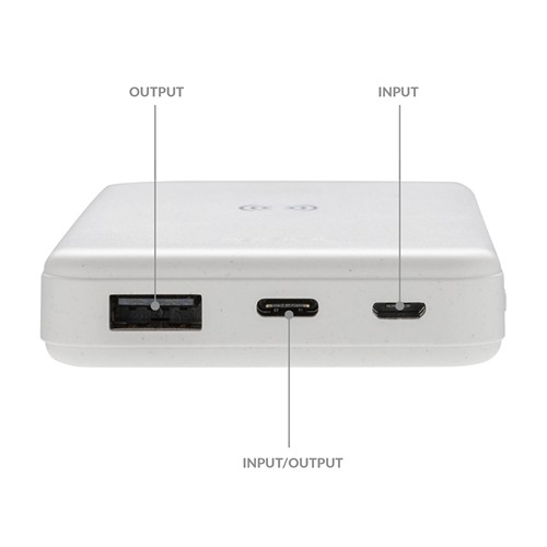 white Powerbank inalámbrico 5W plástico RCS reciclado 5.000 mAh