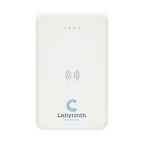 white Powerbank inalámbrico 5W plástico RCS reciclado 5.000 mAh