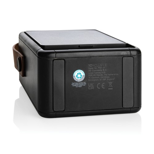 black Altavoz solar 12W plástico reciclado RCS Skywave