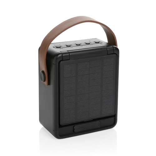 black Altavoz solar 12W plástico reciclado RCS Skywave