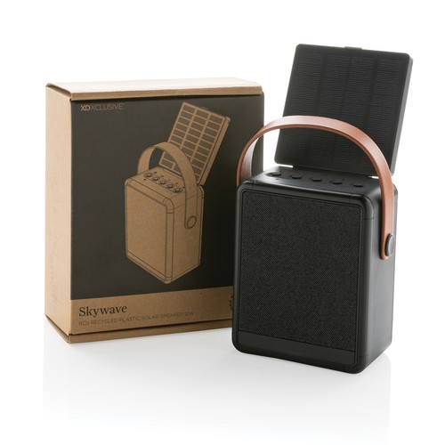 black Altavoz solar 12W plástico reciclado RCS Skywave