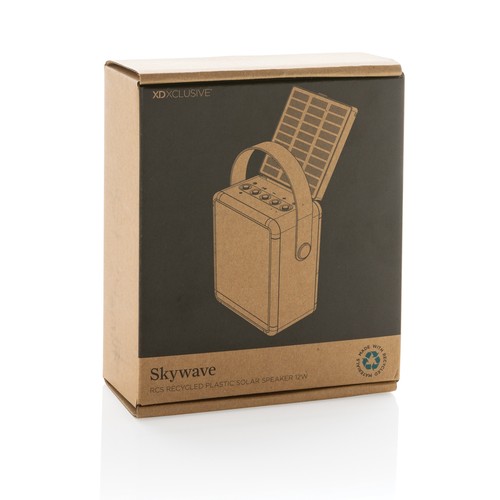 black Altavoz solar 12W plástico reciclado RCS Skywave