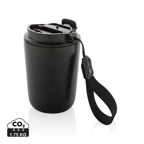 Mug iso en acier inoxydable recyclé RCS avec lanière Cuppa - 1